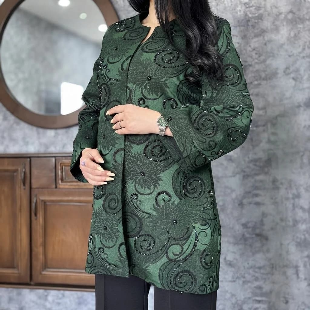  کت زنانه مجلسی طرح‌دار ژاکارد سنگدوزی(رنگ‌بندی متنوع) 