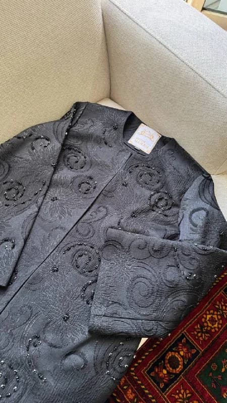  کت زنانه مجلسی طرح‌دار ژاکارد سنگدوزی(رنگ‌بندی متنوع) 